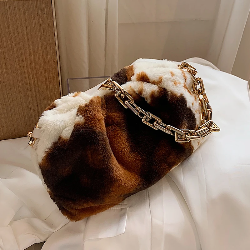 Сумки из мягкого искусственного меха с коровьим узором маленькие сумки на плечо