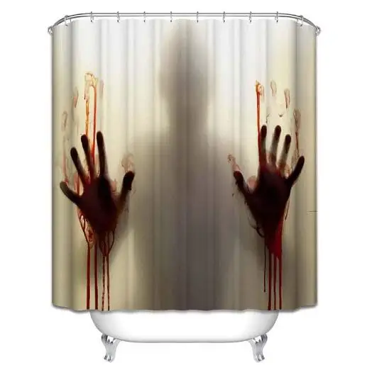 Halloween Horror Bloody Hands Shower Curtains Waterproof With 12 Hooks Bathroom 3D For Kids Girls Boys Cartoon | Дом и сад