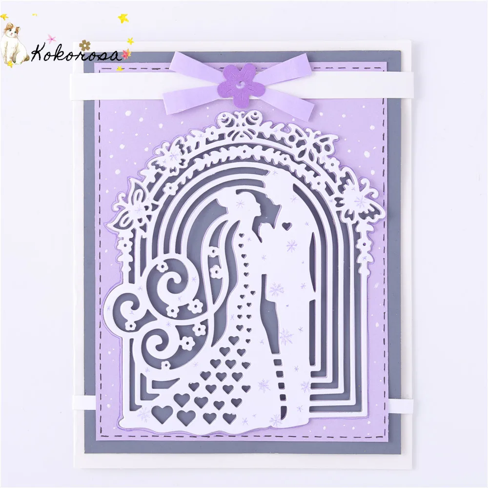  Kokorosa Craft Metal Cutting Die Bride and Groom Wedding Invitation for DIY Scrapbooking Paper Craf - 4000544095695