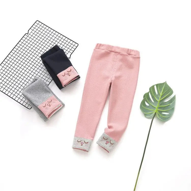 

2018 Spring And Autumn Korean-style Children Girls Cartoon Embroidered Mixed Colors Leggings Crawler Baby Leggings