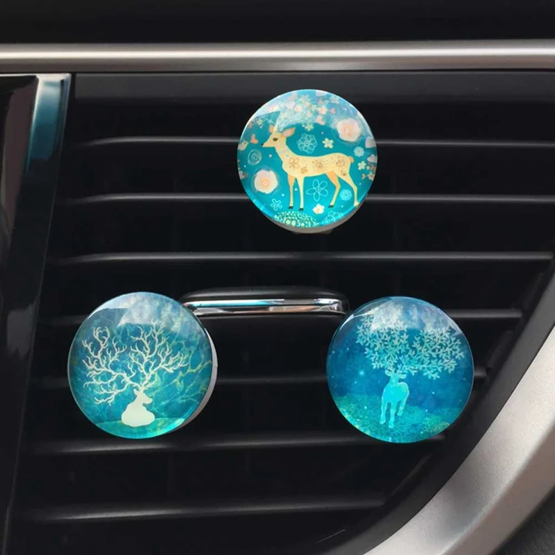 

Car Ornament 25mm Elk Sika Deer Decoration Perfume Vent Clip Auto Interior Aromatherapy Solid Balm Diffuser Christmas Gifts