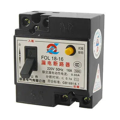 

220V AC 16A 2P RCCB FOL18-16 Residual Current Circuit Breaker Awdax