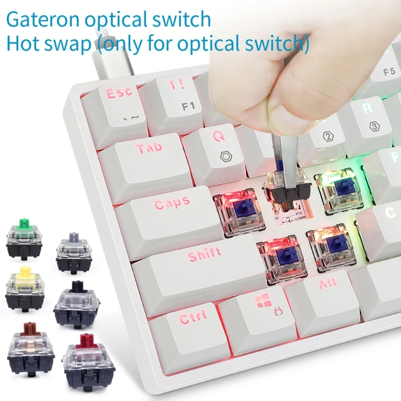 GK61 SK61 61 Key Mechanical Keyboard USB Wired LED Backlit Axis Gaming Mechanical Keyboard Gateron Optical Switches For Desktop