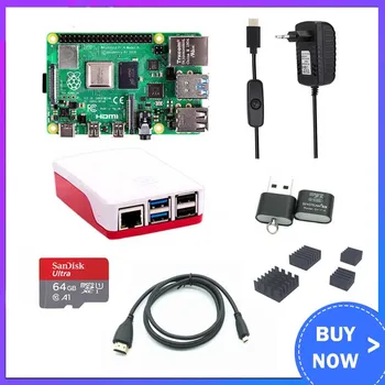 

Raspberry Pi 4 2GB 4GB RAM with ABS Case +Power Supply +Aluminum Heat Sink Micro HDMI Cable for Raspberry Pi 4 Model B Pi 4B