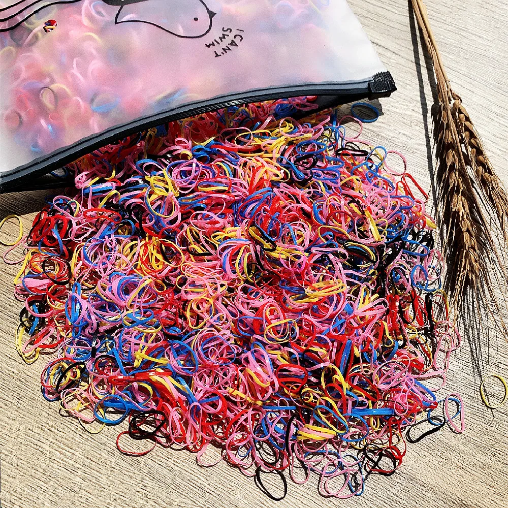 2000PCS Girls Colorful Small Disposable Hair Bands Elastic Rubber Bands Ponytail Holder Kids Headbands Hair Accessories Hair Tie gold hair clips Hair Accessories