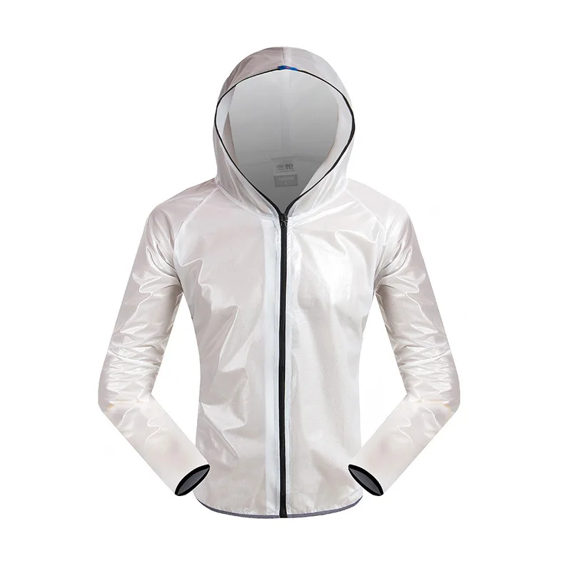 Стильный трикотажный комплект для велоспорта с капюшоном, плащ для велоспорта, велосипедная одежда для бега, куртка с длинными рукавами, непромокаемая водонепроницаемая одежда - Цвет: WhiteJackt