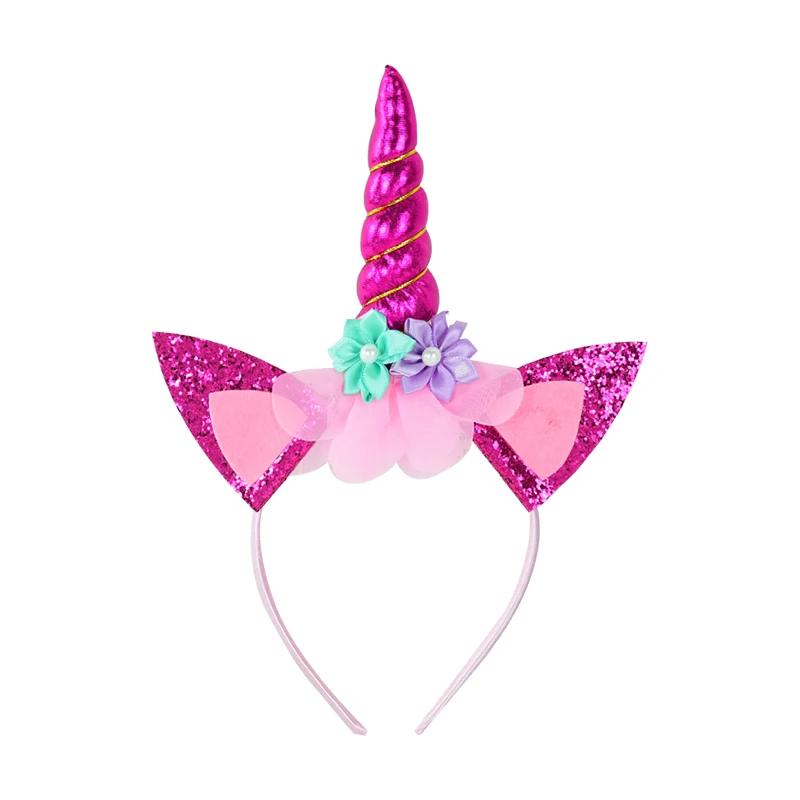 fiestas Jiangeshuh 24 unidades de diademas de unicornio para fiestas suministros de orejas de gato Navidad cumpleaños Halloween diademas de plástico para niñas para cosplay 