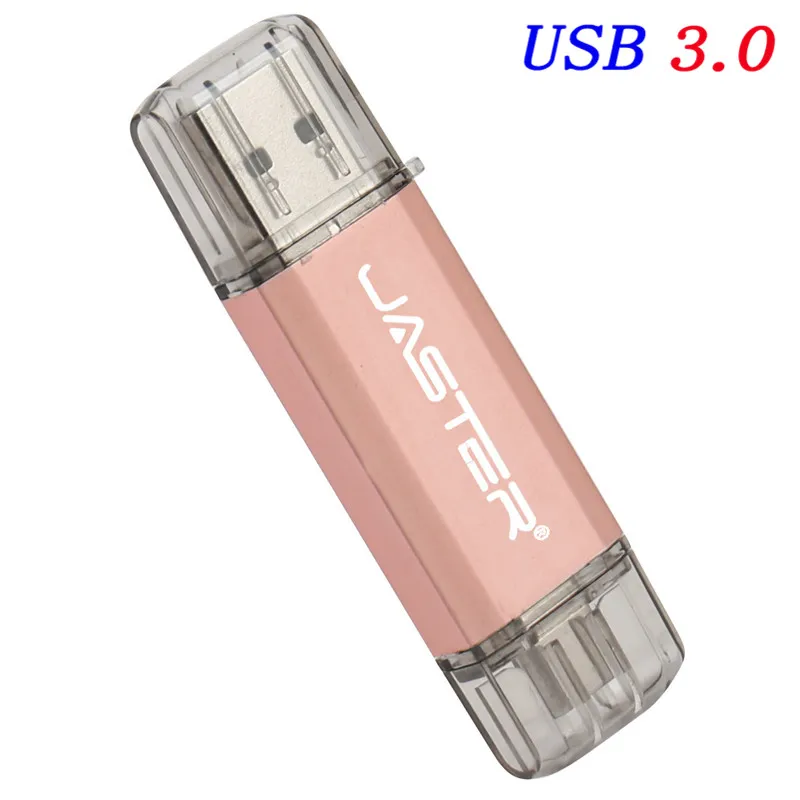 JASTER type-C OTG флеш-накопитель USB 3,0 64 ГБ 32 ГБ 16 ГБ флеш-накопитель смартфон память Мини USB карта type-C 3,1 двойной разъем - Цвет: rose   gold