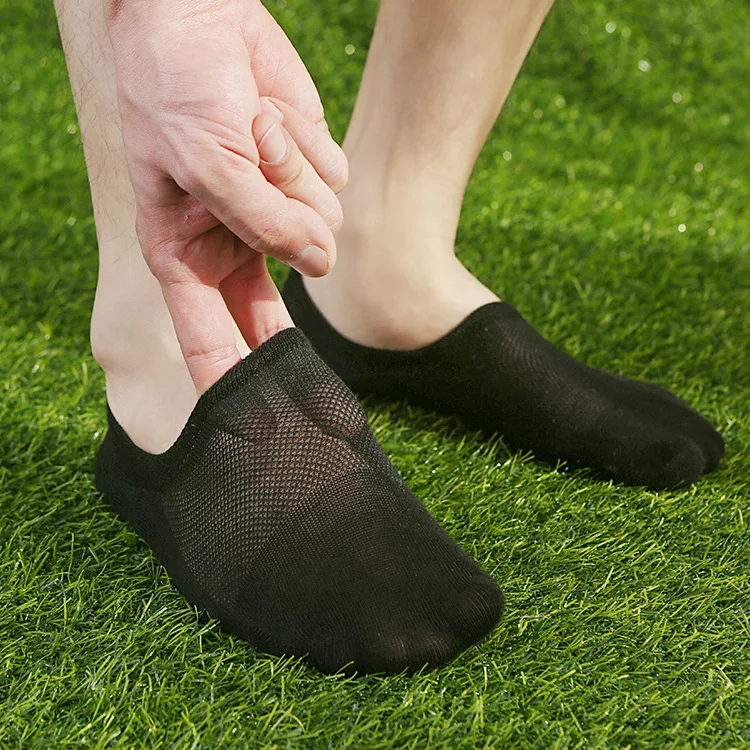 10 Pair / Lot Men's Sock Slippers Cotton Sports Non-slip Invisible No Show Boat Socks Male Mesh Breathable Low Ship Ankle Sock