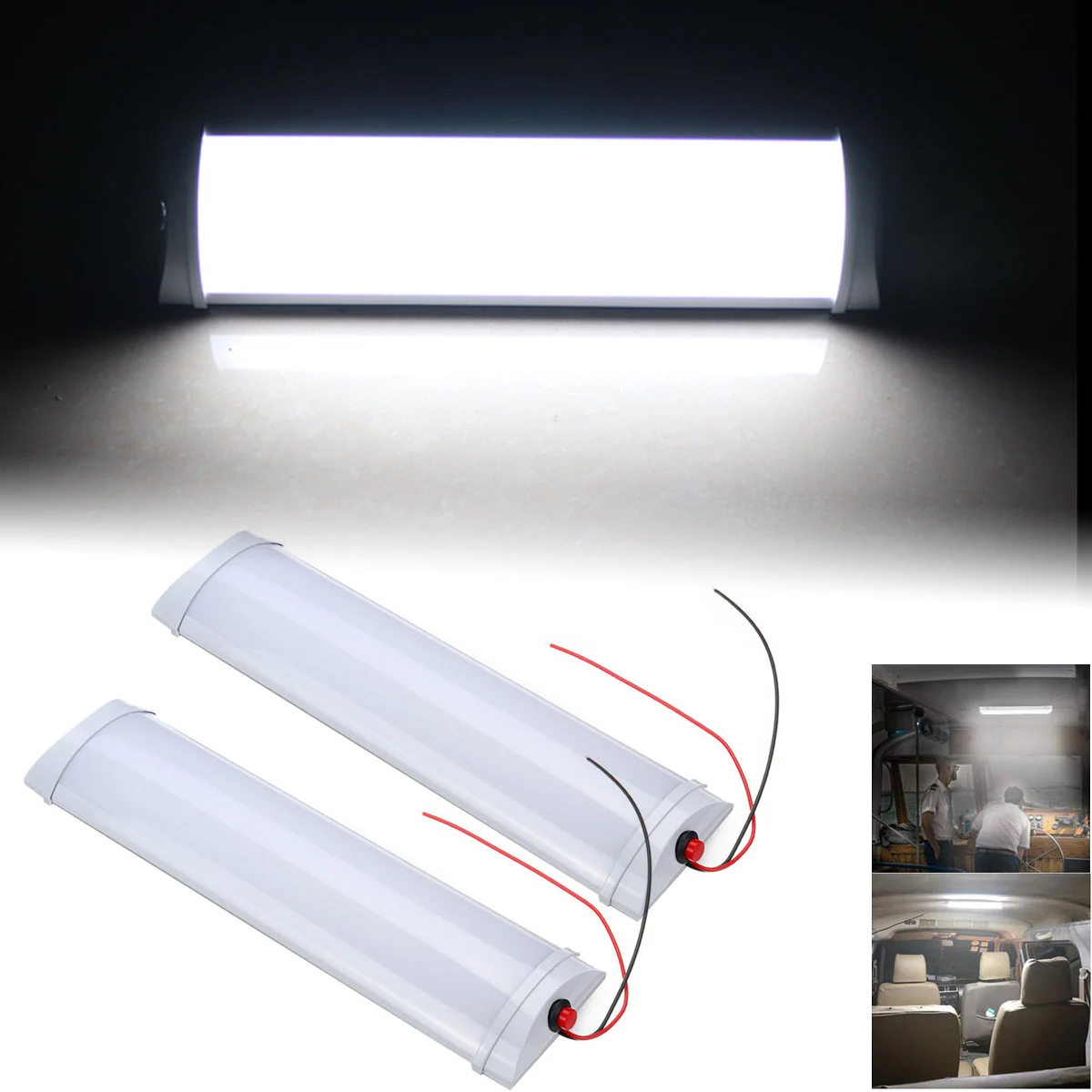 2pcs White 72 Led 10w Car Interior Led Dome Light Bar Ceiling Lamp Tube