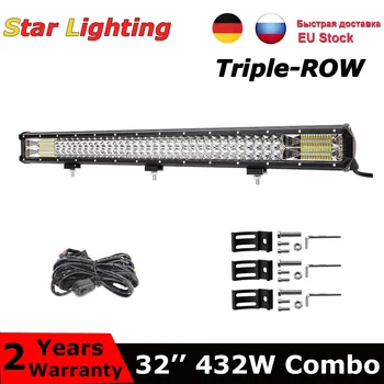 

32"inch Led Light Bar 432W Work Light 7D led bar 3-Row 4x4 4WD Truck ATV Car Offroad Driving Straight Light Bar With Wring Kit