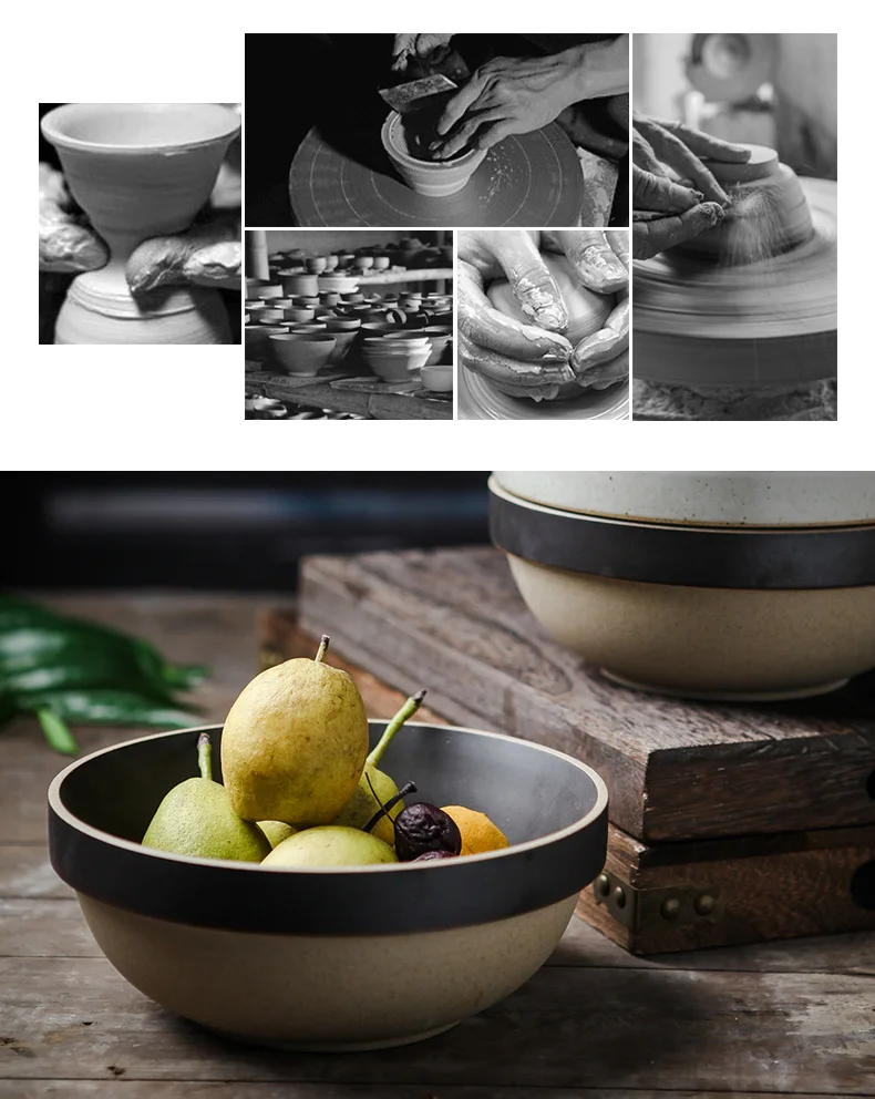 FANCERTY японская столовая посуда в ретро стиле керамическая рисовая чаша 8 дюймов Фруктовая тарелка легко чистить подарок Предпочтительная чаша рамен Сделано в Китае