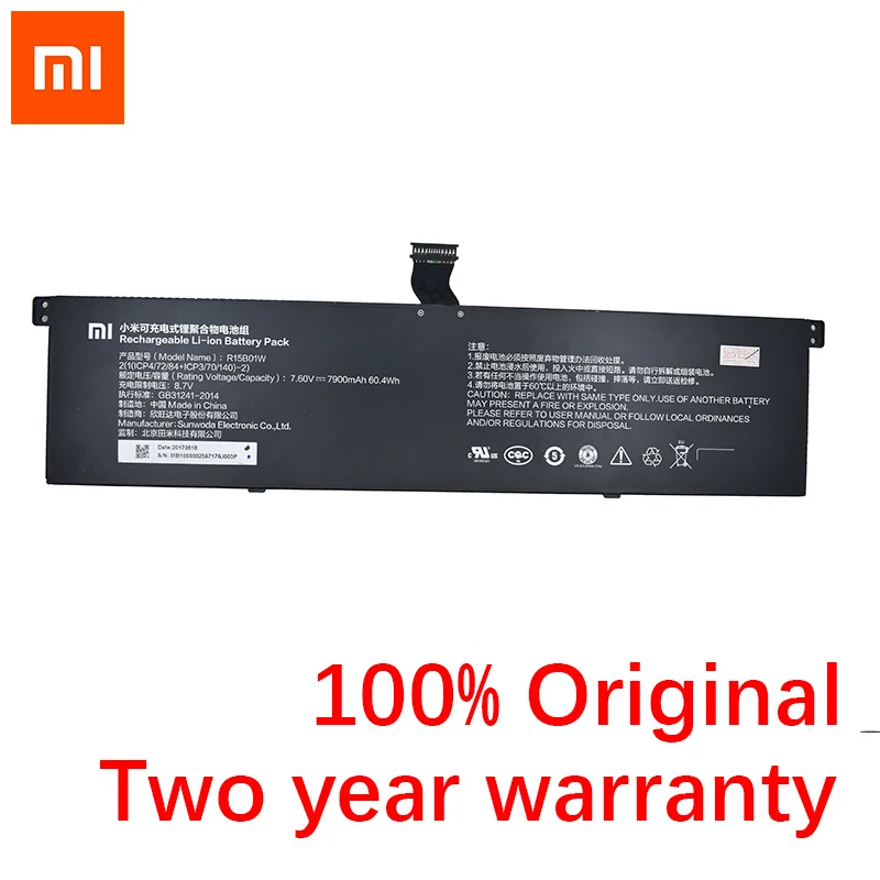 7900 мА/ч, R15B01W Батарея для Xiaomi Pro i5 15,6 R15B01W 7,6 V 60.4Wh