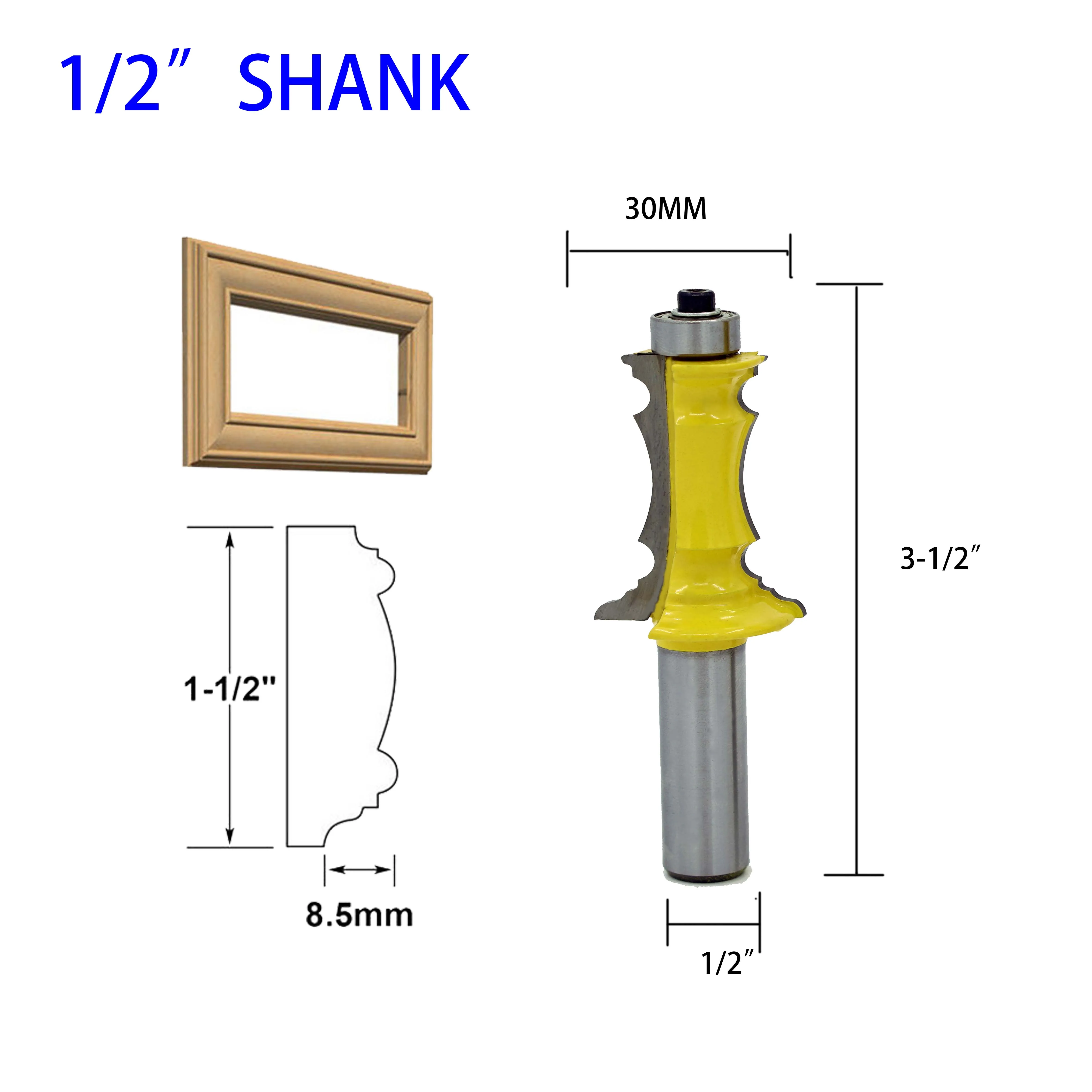 Mitered Drawer Front Molding Router Bit - 1/2" Shank Woodworking Chisel Cutter Tool Frame Molding Router Bit Cutting Tool