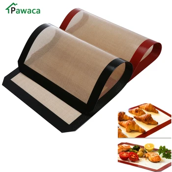 

2 Pieces Silicone Baking Sheet Mat Non-stick BBQ Grill Mat Set Cookie Cakes Baking Liner Silicone Heat-Resistant Barbecue Pad