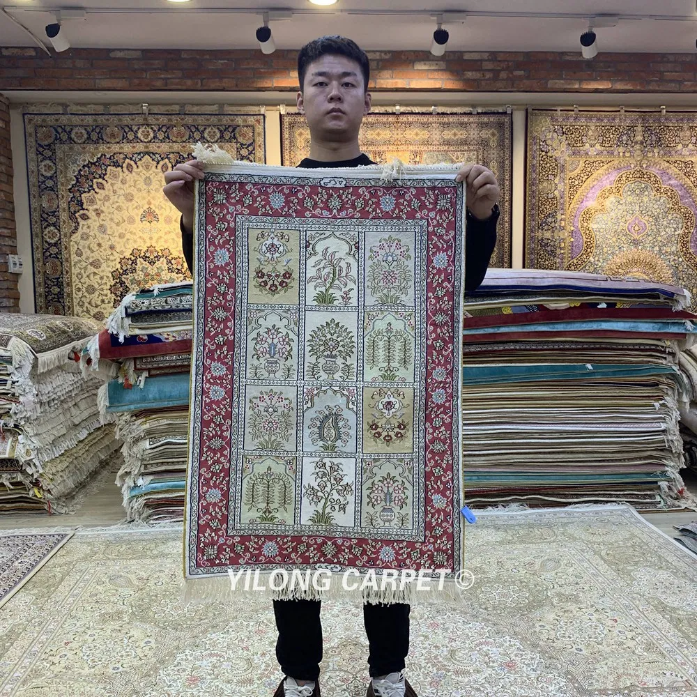 Yilong 2'x3' турецкий Шелковый ковер садовый дизайн ручной работы четыре сезона ковры (HF140B)