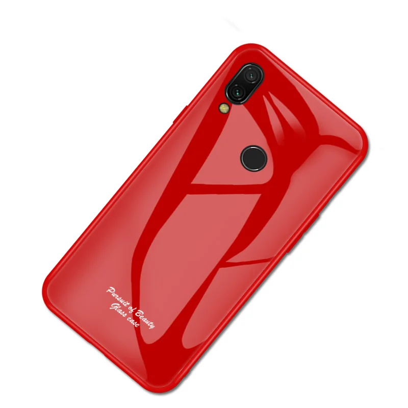 Redmi Note 7 Fahsion Macaron закаленное стекло крышка для Xiaomi Redmi Note 7 6," Силиконовый противоударный чехол корпус на Redmi Note 7 - Цвет: Red