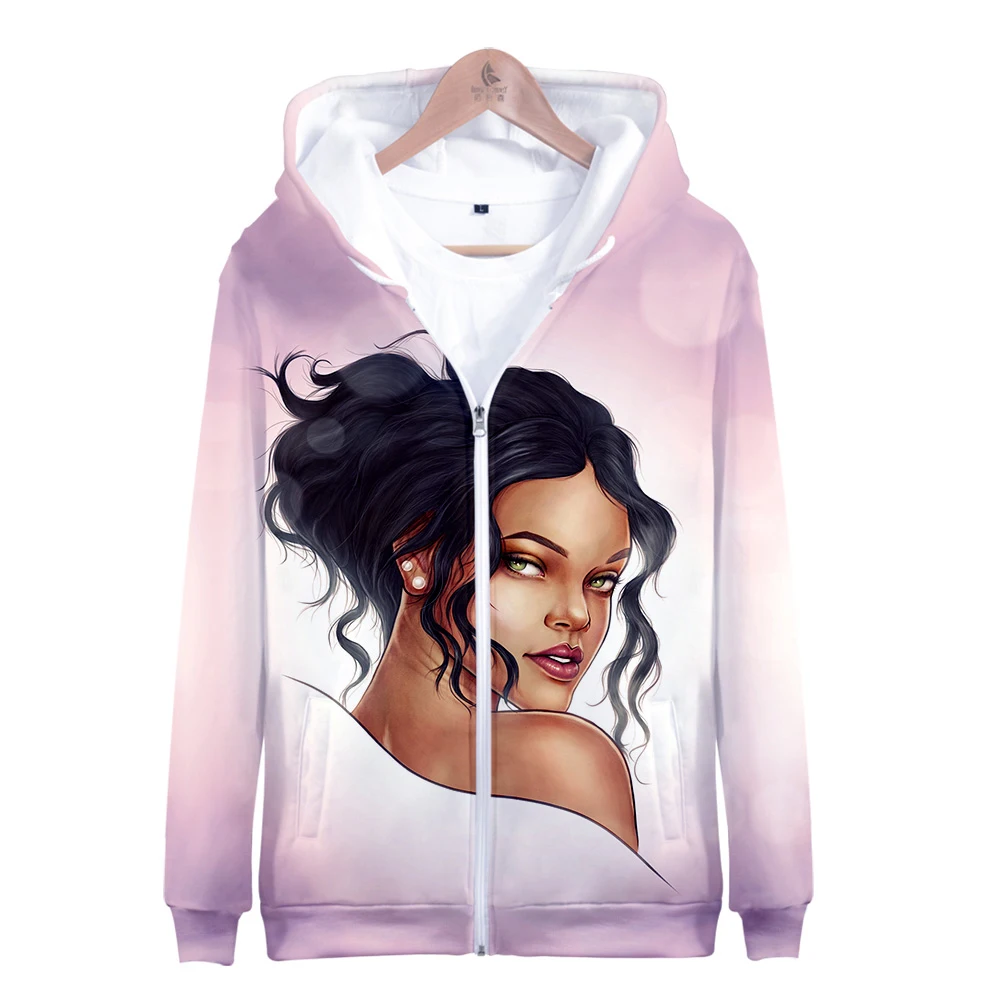 Горячая Распродажа Rihanna куртка на молнии 3D толстовки Толстовка для женщин Rihanna Harajuku толстовки плюс размер для женщин плюс размер