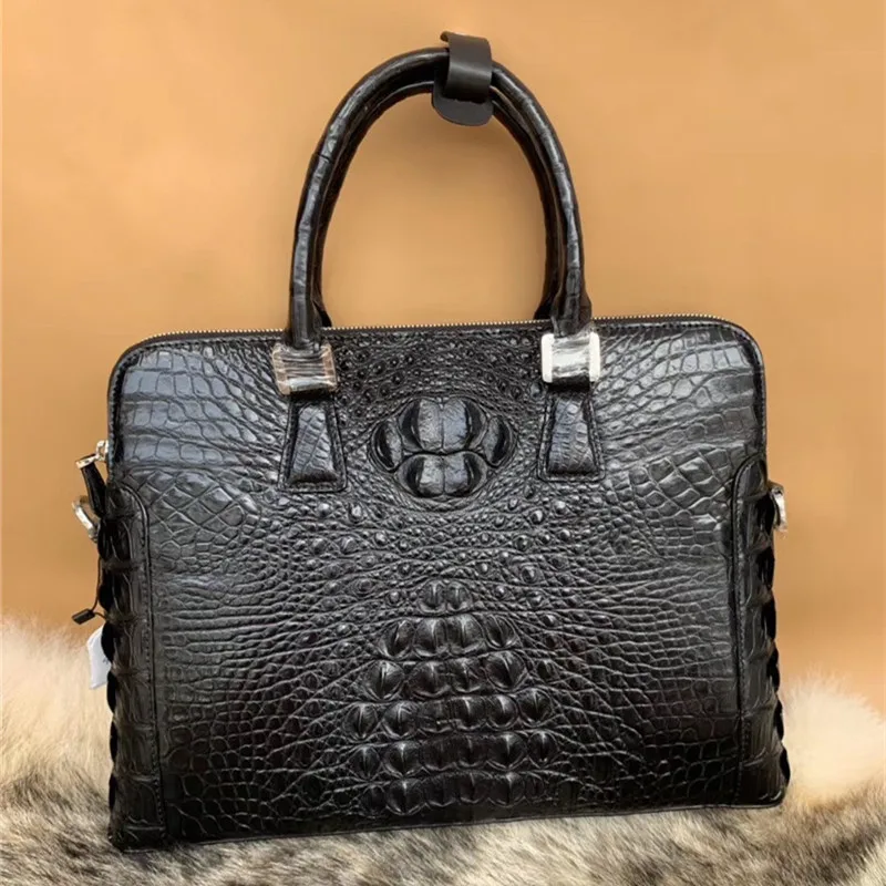 Business Style Genuine Crocodile Skin Men's Working Purse Handbag Authentic Alligator Leather Zipper Closure Briefcase For Man | Багаж и