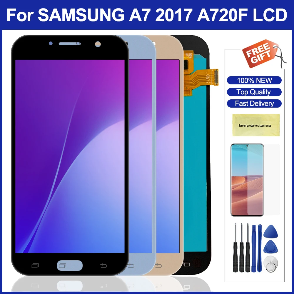 ЖК дисплей 5 7 дюйма для Samsung Galaxy A7 2017 A720 с сенсорным экраном и дигитайзером сменный