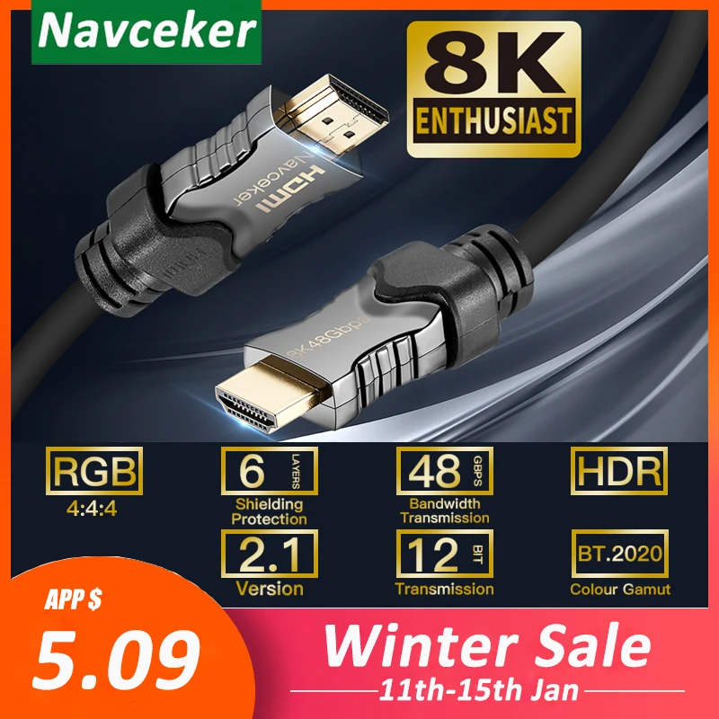 2020 Лучшие 8K 48 Гбит/с 2 1 HDMI кабели 4K кабель eARC Кабель UHD динамический HDR для Samsung QLED