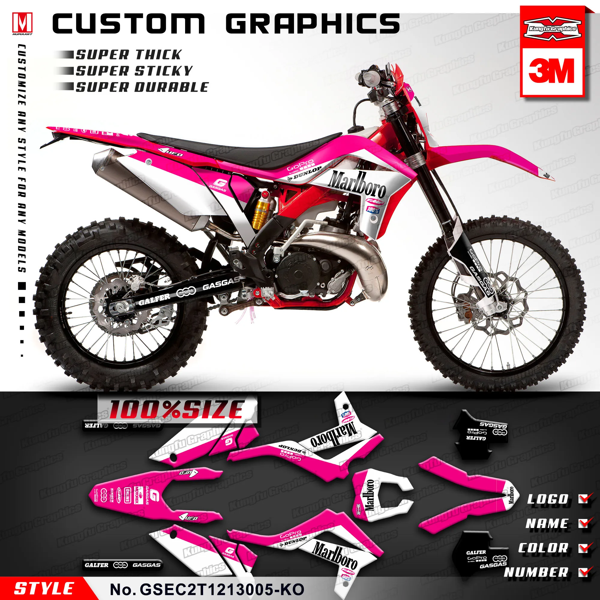 KUNGFU GRAPHICS Personalised Sticker Kit Decor for GAS EC 125 200 250 300 E Racing 2T 2012 2013 Style no. GSEC2T1213005-KO | Автомобили и