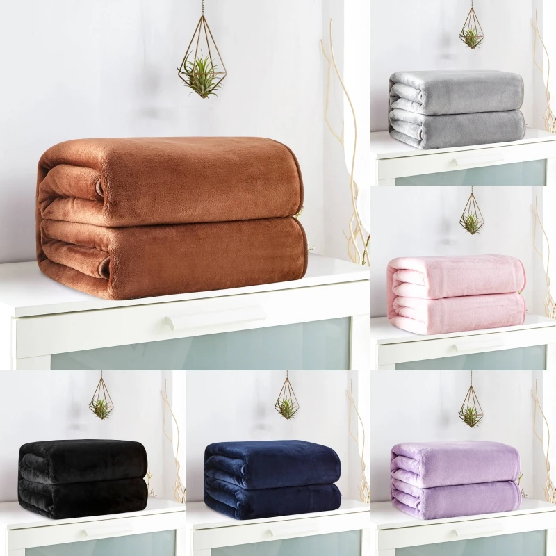 Однотонное фланелевое одеяло серого цвета супер теплое мягкое покрывало