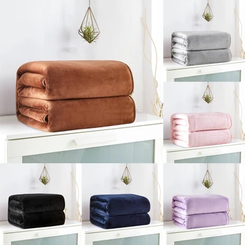

Solid Gray Color Flannel Blanket Super Warm Soft Throw Blankets High Quality Thick Cover Blanket On Sofa/bed/travel
