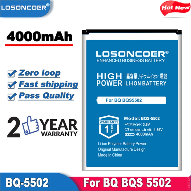 LOSONCOER 4000mAh BQS-5502 высококачественные батареи для BQ BQS 5502 BQ-5502 BQS5502 HAMMER батарея