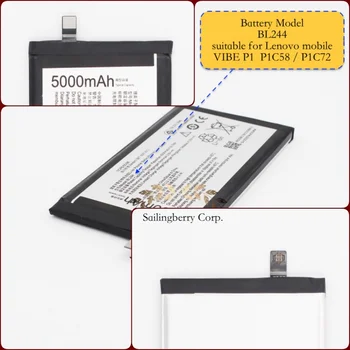 

Battery suitable for Lenovo-mobile VIBE P1 P1C58 / P1C72 with battery model BL244