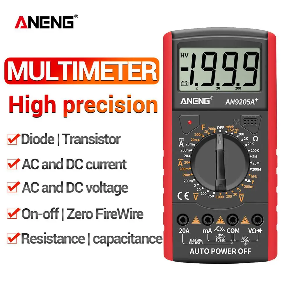 Цифровой Стандартный тестер Aneng An9205a + True rms Автомобильный Электрический