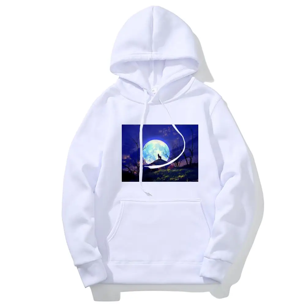

QCIV Wolf Hoodie Men Animal Hooded Casual Anime 3d Printed Moon Hoody Anime Tree Sweatshirt Printed Unisex Funny Casual Pocket