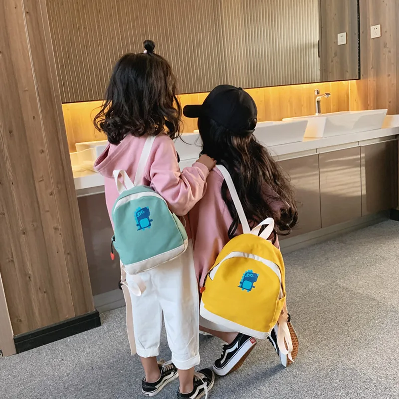 

Korean-style Children's Bags 2019 Autumn New Style Parent And Child Canvas Backpack Cartoon Little Dinosaur Kindergarten School