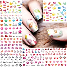 Mélange 12 feuilles Lot transfert d'eau Nail Art décorations autocollant autocollants ongles enveloppes manucure ongles accessoires fournitures outil(China)
