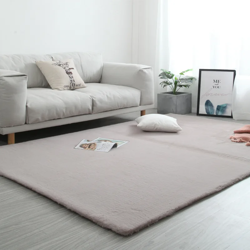Imitation rabbit fur solid color thick carpet bedroom foyer soft fluff floor mat bathroom non-slip absorbent home carpet