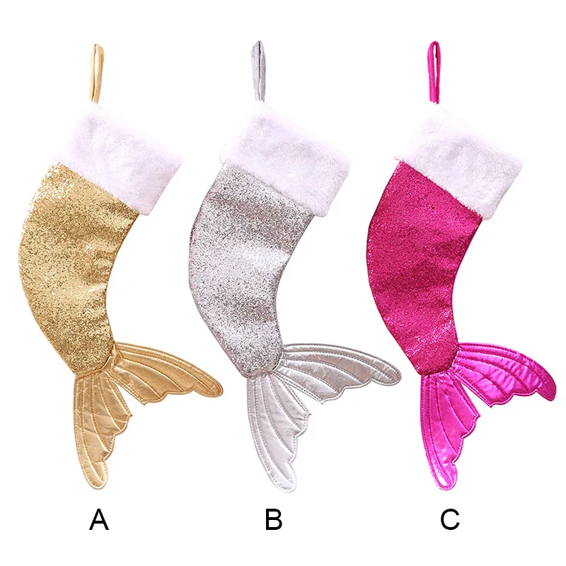 

New Christmas Decorations or Gift Bags Fish Tail Stocking Christmas Tree Ornaments Christmas Articles Fish Tail Stocking