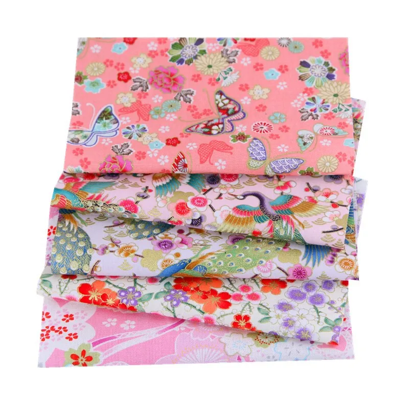 017 5pcs 5 шт. 20x25 см черный хлопок лоскутное шитье стеганые ткани комплект для лоскутного рукоделия DIY ручной работы японский стиль ткань - Цвет: 017 5pcs
