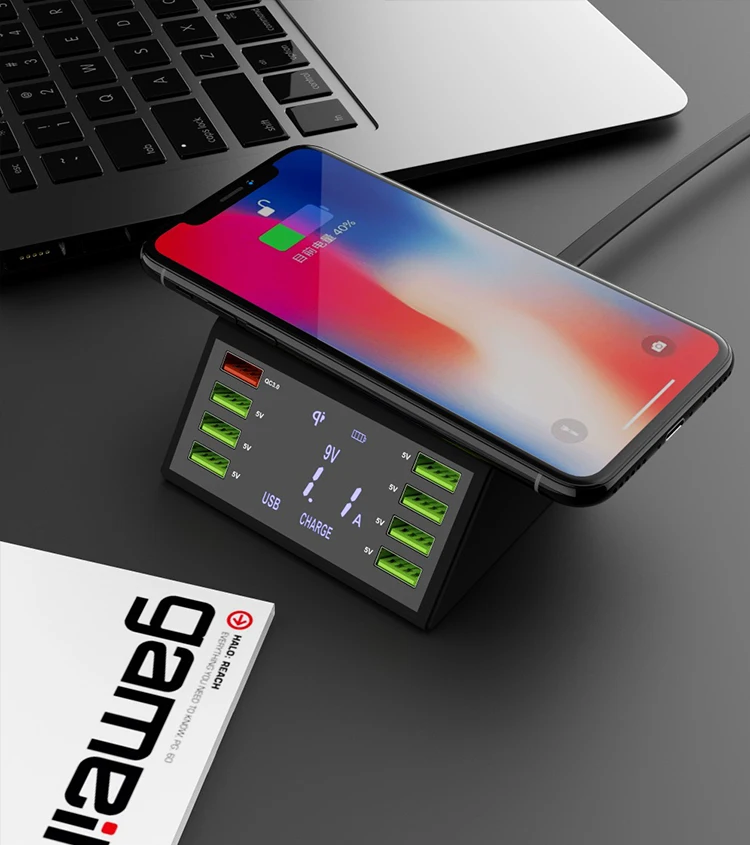 60 Вт USB зарядное устройство для телефона для iPhone samsung Xiaomi 10 Вт Qi Беспроводное зарядное устройство QC Быстрая зарядка 3,0 Быстрая зарядка несколько зарядных устройств IX52