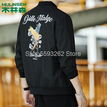 

Men's Fashion embroidered chic black baseball uniform jacket jacket men's coat