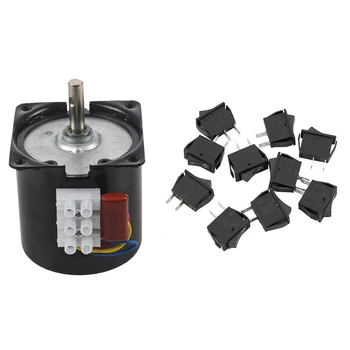 

1x Synchronized Gearbox Motor, Rod Diameter 7mm, AC 220V 2.5RPM & 10Pcs Rocker Switch Rocker Switch RK1-11 2 Feet CNIM Hot