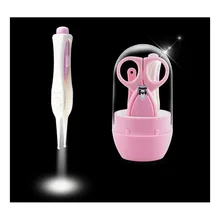 4 шт. детский набор для ухода за здоровьем, уход за ногтями, триммер для пальцев, ножницы, кусачки для ногтей, светодиодный пинцеты для чистки, дорожная коробка для хранения