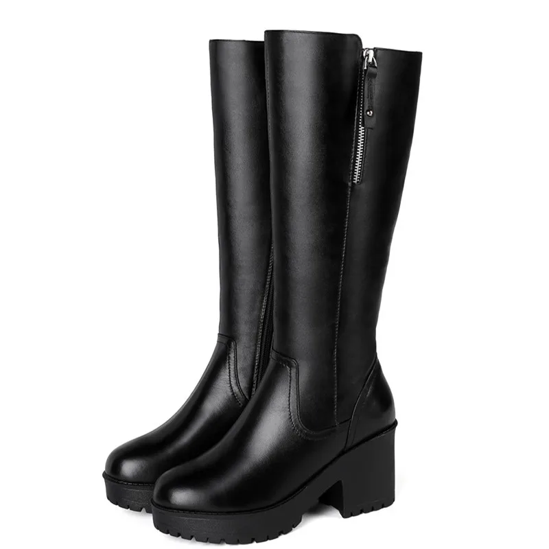 Ceny MORAZORA 2020 najnowsze oryginalne skórzane buty damskie buty do kolan naturalnej wełny wysokie obcasy platformy buty kobieta zima śnieg buty