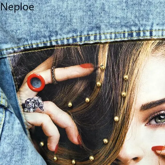 Neploe/ новые весенние женские джинсовые куртки с аппликацией и кисточками джинсовая куртка с бисером модное синее пальто BF Jaqueta Casaco Feminino