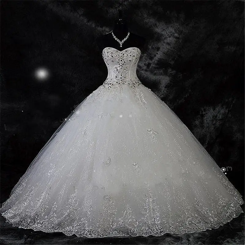 Robe De Mariage Lace Rhinestone Plus Size Ball Gown Wedding Dresses 2020 Wedding Bridal Gowns Vestido De Novia