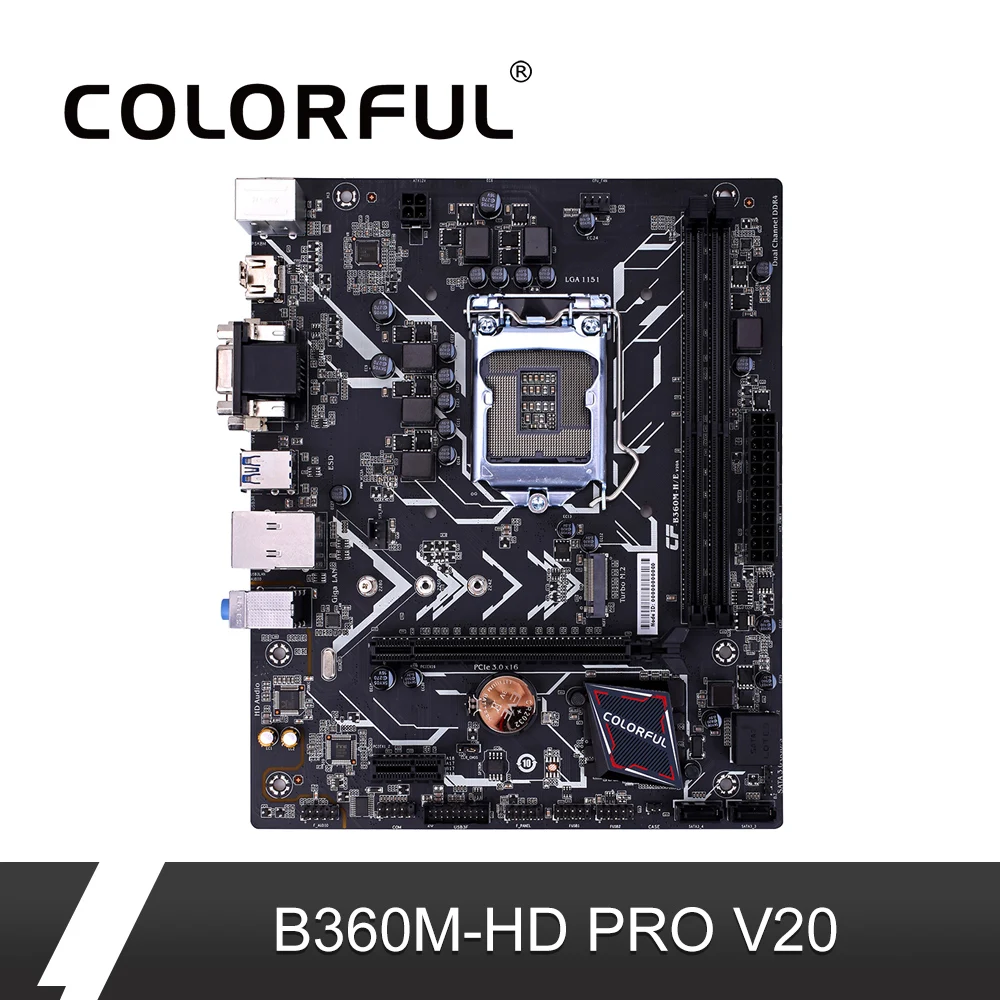 

Colorful Battle Axe C.B360M-HD PRO V20 Motherboard Intel B360 LGA1151 DDR4 Coffee Lake Processor MATX Mainboard HDMI SATA3.0