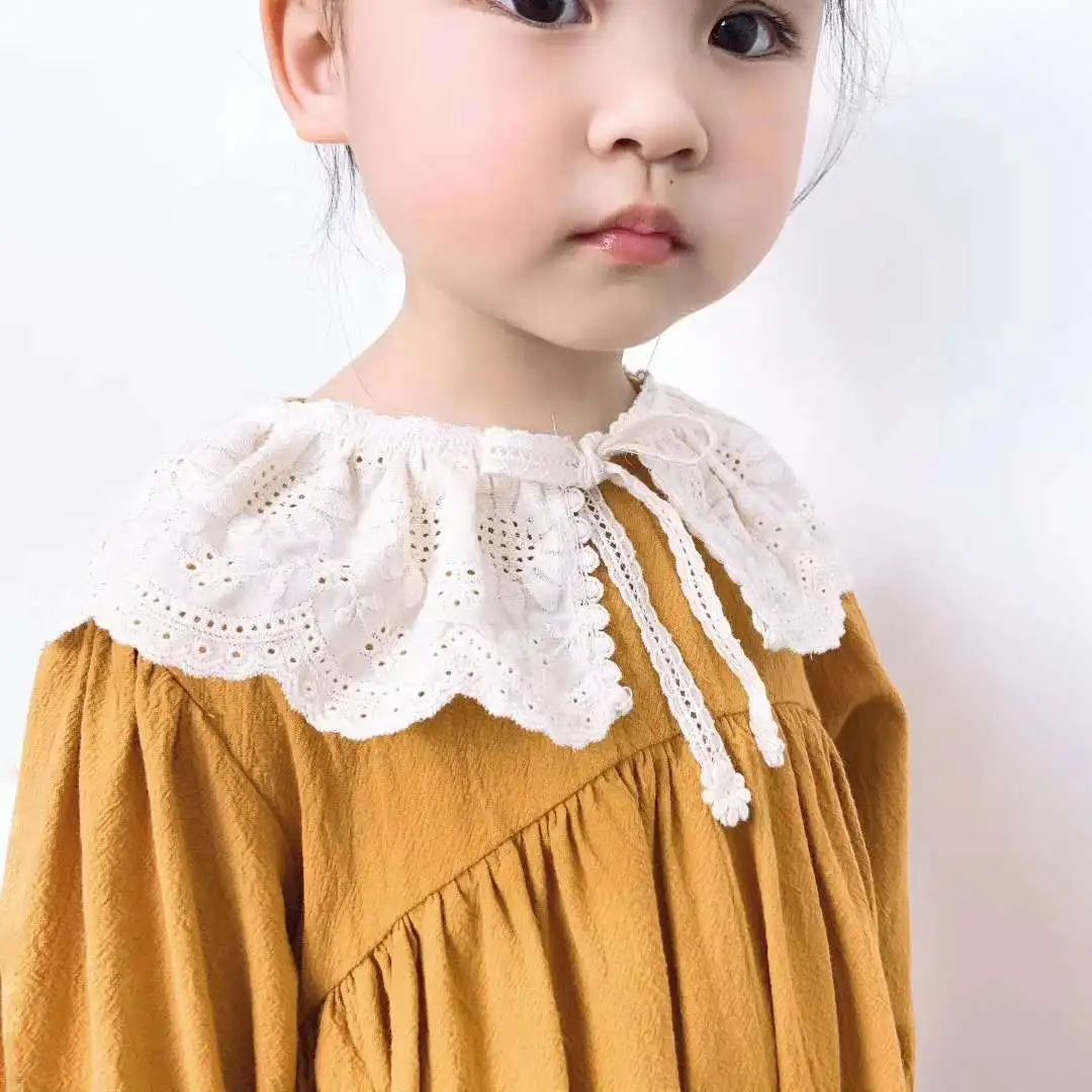 Kids Neckwear Cotton Collar Shawl Bibs Scarf Accessories For Girls 3-8Y