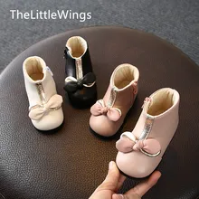 New Kids'Shoes Korean Edition Butterfly-knot Princess Boots Soft-soled 1-3-year-old Warm Shoes