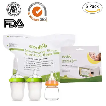 

5 PCS/ Pack Package Quick Clean Bag Bottle Baby Nipple Disinfection Steam Microwave Steam Sterilization Polyethylene Bag