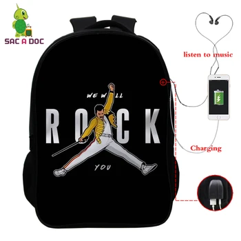 

Freddie Mercury Women Backpack Men USB Charge Backpack Multifunction School Bags for Teenage Girls Boys Travel Shoulder Bags