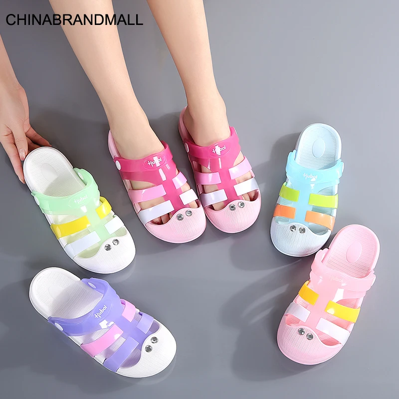 

2020 Women Sandals Summer Comfortable Hole Shoes Outdoor Breathable Casual Non-Slip Beach Slipper Wading Jelly Shoes Footwear